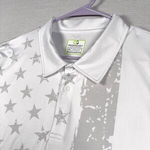 Obnoxious Golf Polo Shirt Mens Size M White Gray Poly Spandex Short Sleeve
